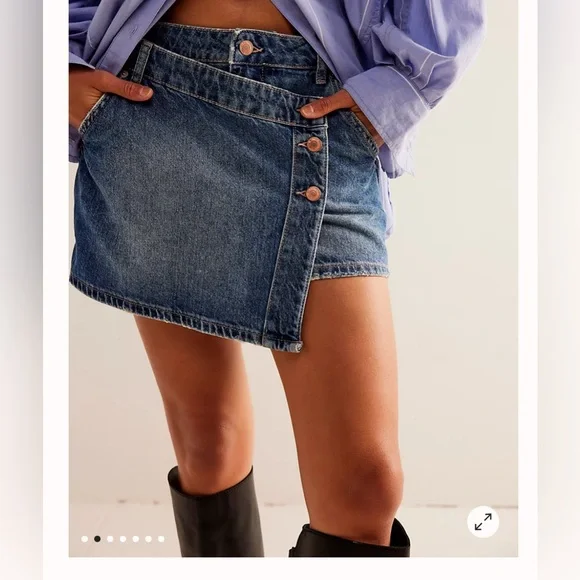 Free People We The Free Wynne Denim Skirt. NWT. Cornflower - Picture 2 of 7